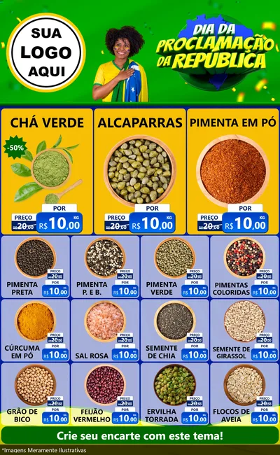 Modelo de Encarte para Encarte Grande com o tema Dia Da Proclamação Da República para Produtos Naturais