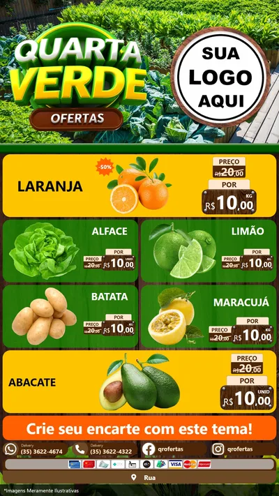 Modelo de TV para TV Vertical com o tema Quarta Verde Ofertas para Hortifrúti