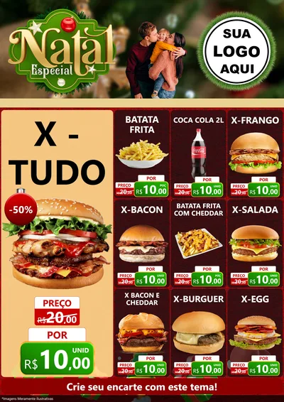 Modelo de Encarte para Encarte A4 Vertical com o tema Natal Especial para Hamburgueria