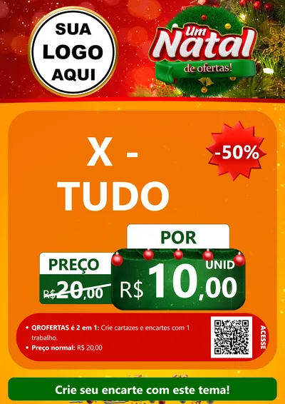 Modelo de Cartaz para Cartaz A4 Vertical com o tema Um Natal de Ofertas para Hamburgueria