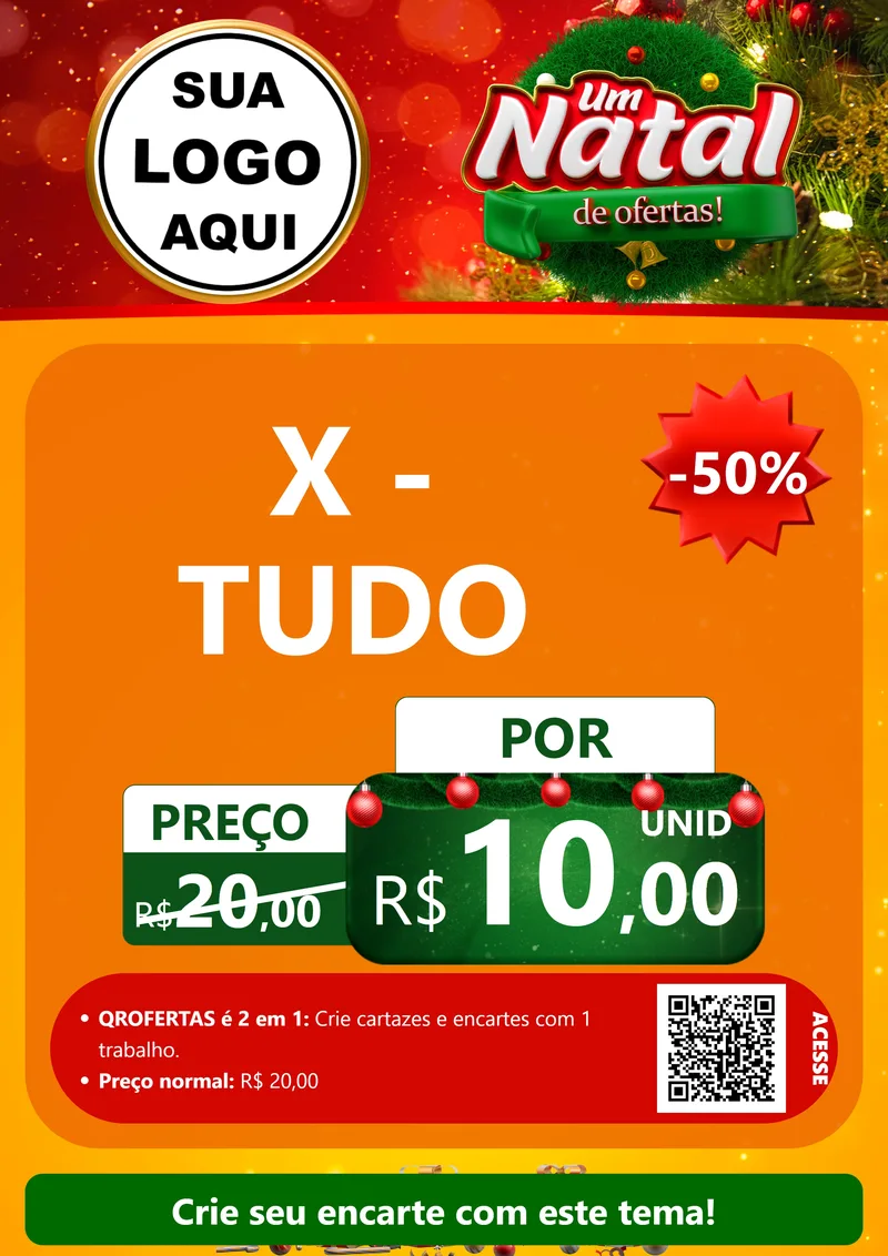 Modelo de Cartaz para Cartaz A4 Vertical com o tema Um Natal de Ofertas para Hamburgueria