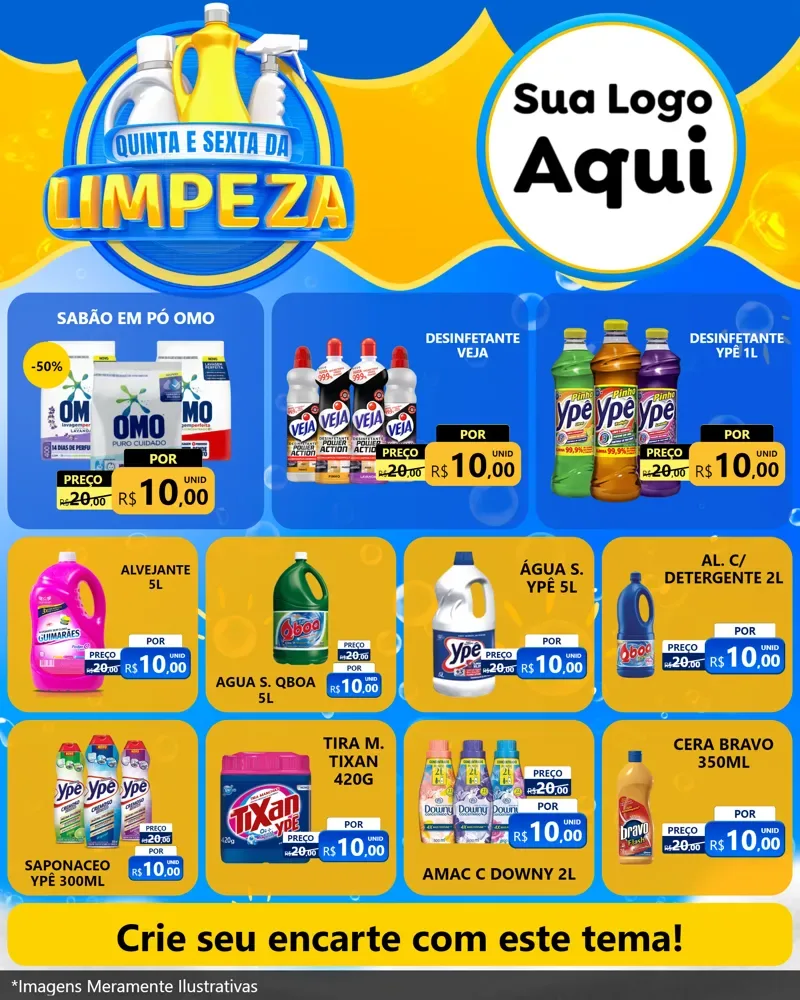 Modelo de Rede Social para Feed Instagram com o tema Quinta e Sexta da Limpeza para Produtos de Limpeza