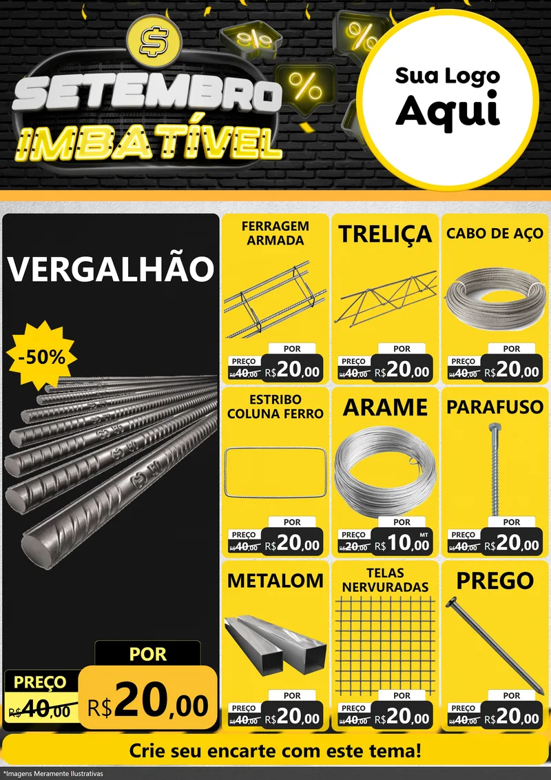 Modelo de Encarte para Encarte A4 Vertical com o tema Setembro Imbatível para Ferragens