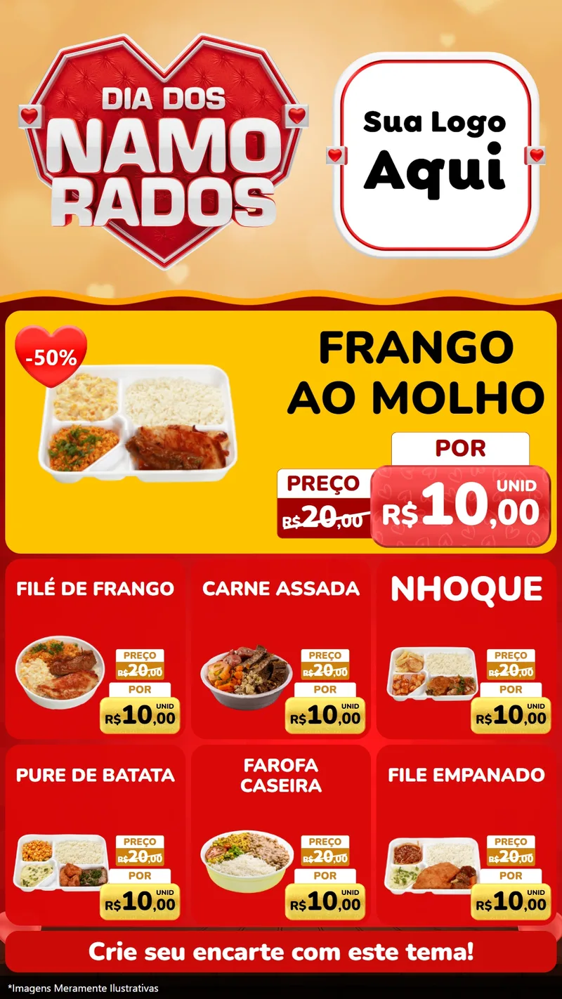 Modelo de Rede Social para Stories com o tema Dia dos Namorados para Restaurante