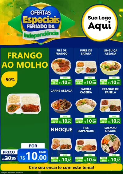 Modelo de Encarte para Encarte A4 Vertical com o tema Ofertas Especiais Feriado da Independência para Restaurante