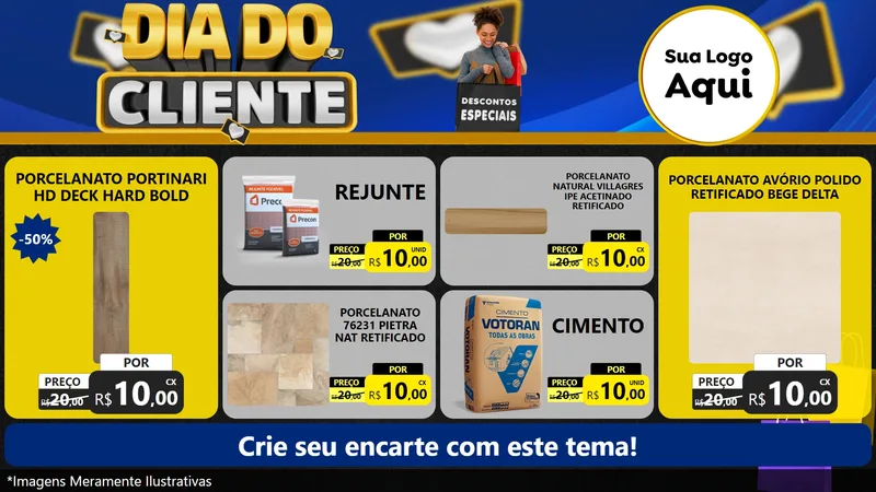 Modelo de TV para TV Horizontal com o tema Dia Do Cliente para Pisos e revestimentos