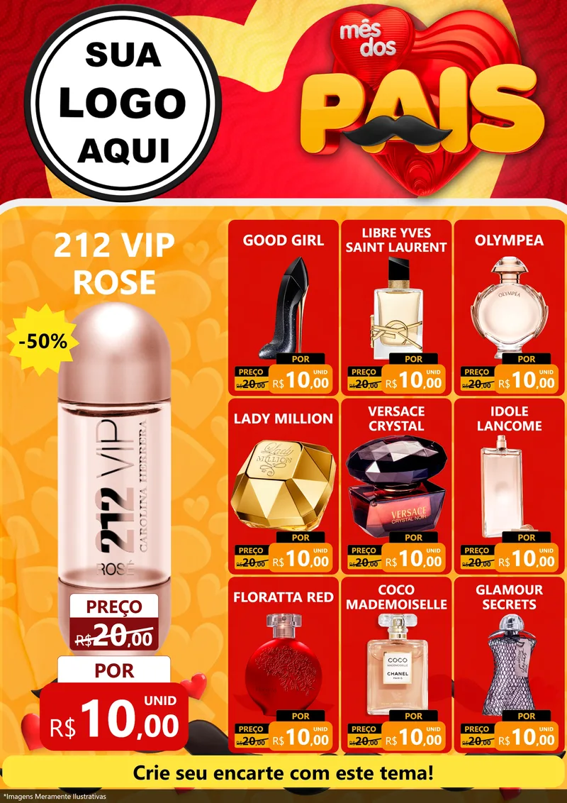 Modelo de Encarte para Encarte A4 Vertical com o tema Mês Dos Pais para Perfumes