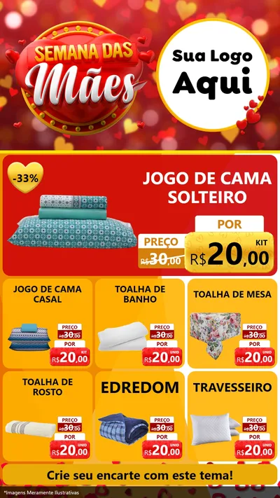 Modelo de Rede Social para Stories com o tema Semana das Mães para Cama, Mesa e Banho