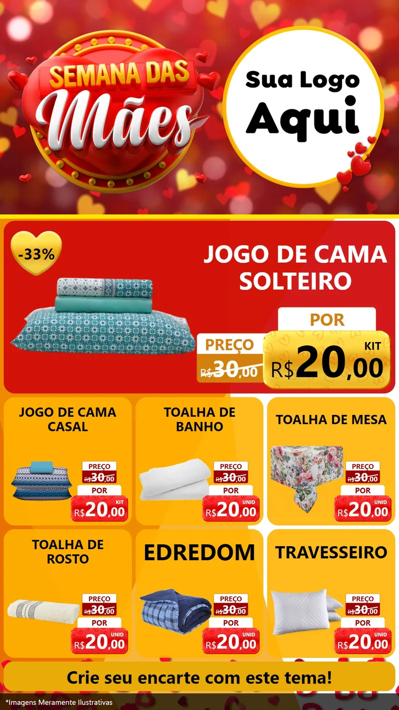 Modelo de Rede Social para Stories com o tema Semana das Mães para Cama, Mesa e Banho