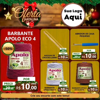 Modelo de Rede Social para Feed Facebook com o tema Ofertas Natalina para Armarinho e Aviamentos