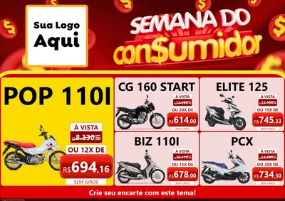 Modelo de Encarte para Encarte A4 Horizontal com o tema Semana do Consumidor para Concessionaria de Motos