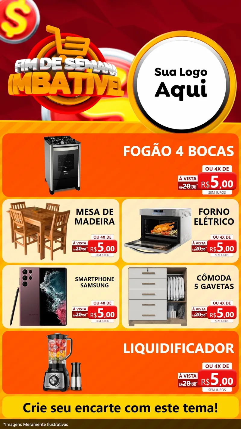 Modelo de TV para TV Vertical com o tema Fim de Semana Imbatível para Móveis e Eletro