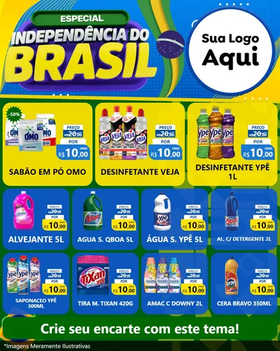 Modelo de Rede Social para Feed Instagram com o tema Especial Independência do Brasil para Produtos de Limpeza
