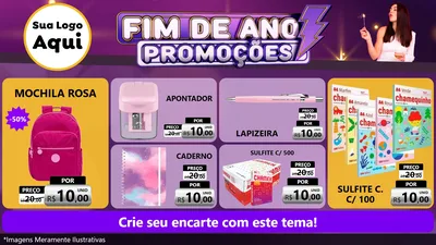 Modelo de TV para TV Horizontal com o tema Fim de Ano Promoções para Papelaria