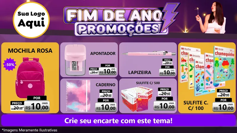 Modelo de TV para TV Horizontal com o tema Fim de Ano Promoções para Papelaria