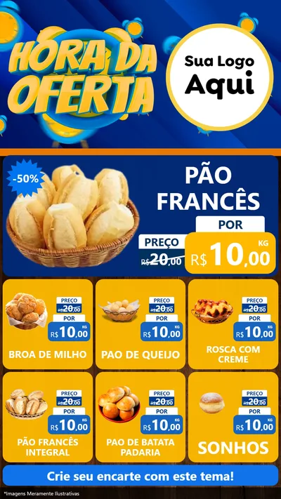 Modelo de Rede Social para Stories com o tema Hora da Oferta para Padaria