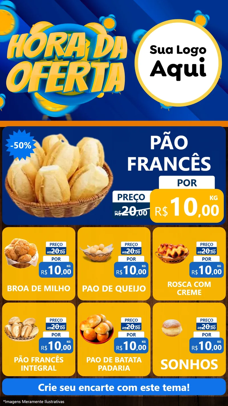 Modelo de Rede Social para Stories com o tema Hora da Oferta para Padaria