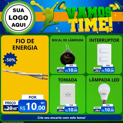 Modelo de Rede Social para Feed Facebook com o tema Vamos Time! para Materiais Elétricos