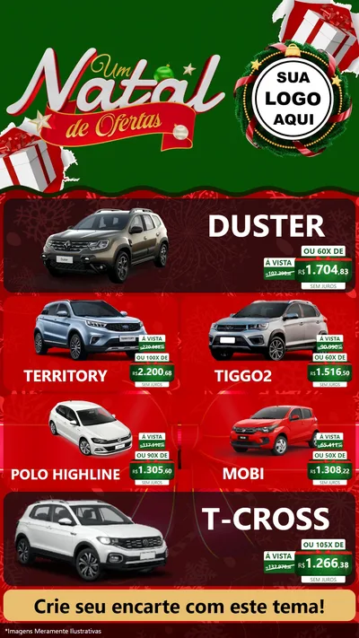 Modelo de TV para TV Vertical com o tema Um Natal de Ofertas para Concessionaria de Carros