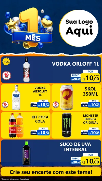 Modelo de TV para TV Vertical com o tema Um Mês de Aniversário para Distribuidora de bebidas