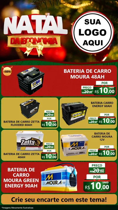 Modelo de TV para TV Vertical com o tema Natal da Economia para Baterias Elétricas