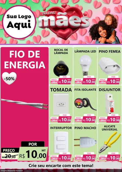 Modelo de Encarte para Encarte A4 Vertical com o tema Dia das Mães para Materiais Elétricos