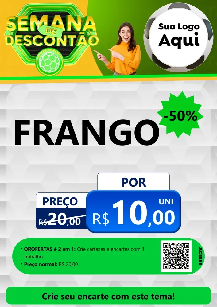 Modelo de Cartaz para Cartaz A4 Vertical com o tema Semana de Descontão - Copa para Assados