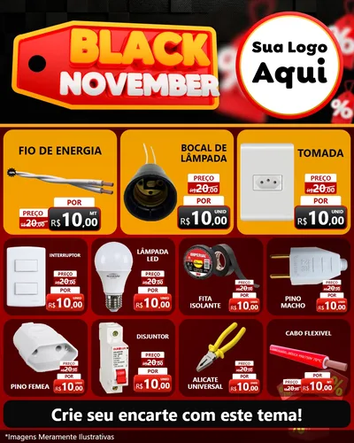 Modelo de Rede Social para Feed Instagram com o tema Black November para Materiais Elétricos