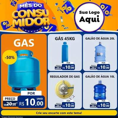 Modelo de Rede Social para Feed Facebook com o tema Mês do Consumidor para Água e gás