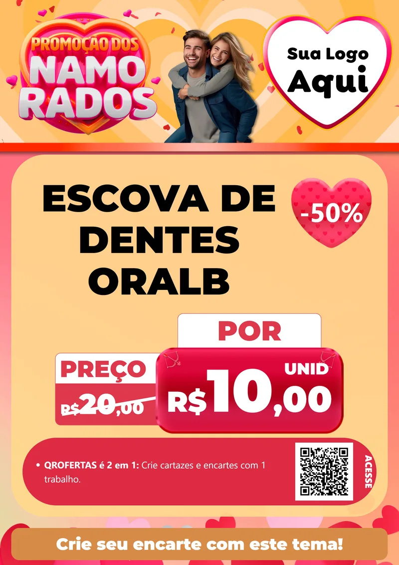 Modelo de Cartaz para Cartaz A4 Vertical com o tema Promoção dos Namorados para Higiene Pessoal