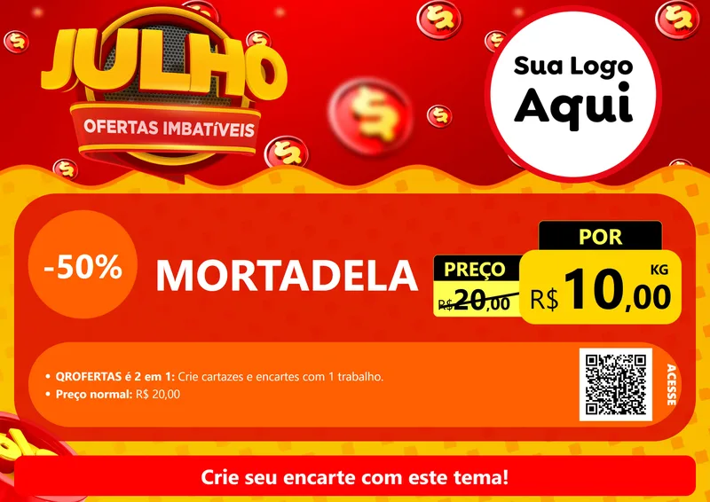 Modelo de Cartaz para Cartaz A4 Horizontal com o tema Julho Ofertas Imbatíveis para Frios e Laticínios