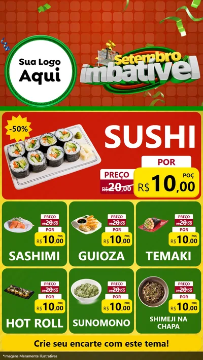 Modelo de Rede Social para Stories com o tema Setembro Imbatível para Comida japonesa