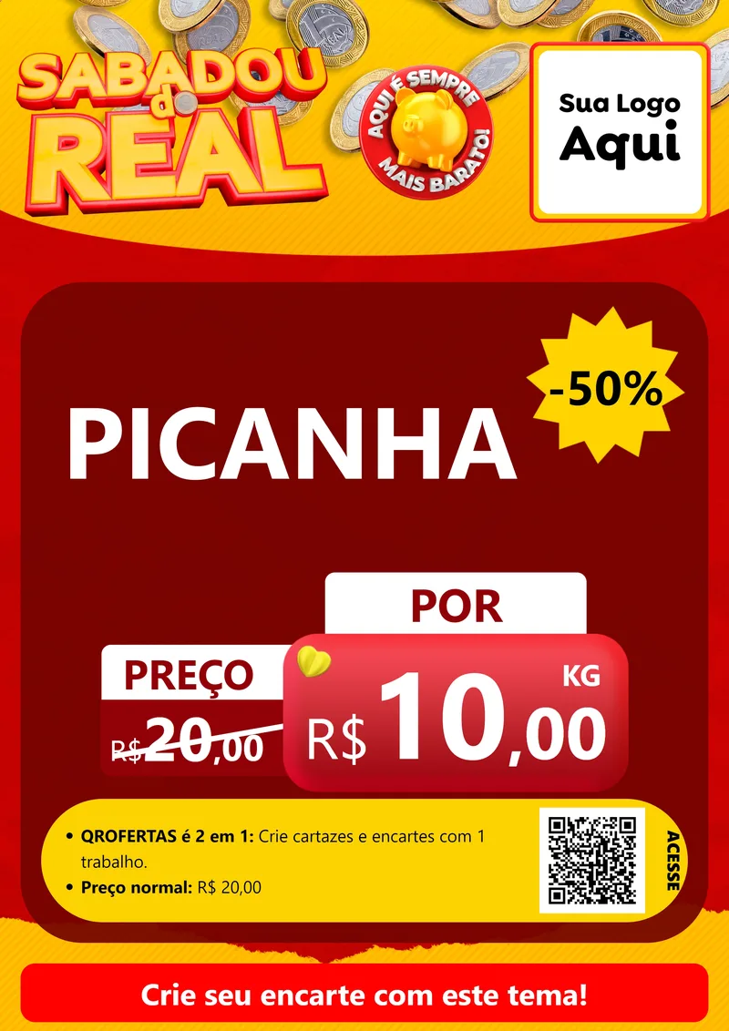 Modelo de Cartaz para Cartaz A4 Vertical com o tema Sabadou do Real para Açougue