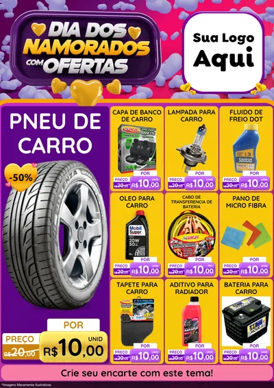 Modelo de Encarte para Encarte A4 Vertical com o tema Dia Dos Namorados Com Ofertas para Auto peças