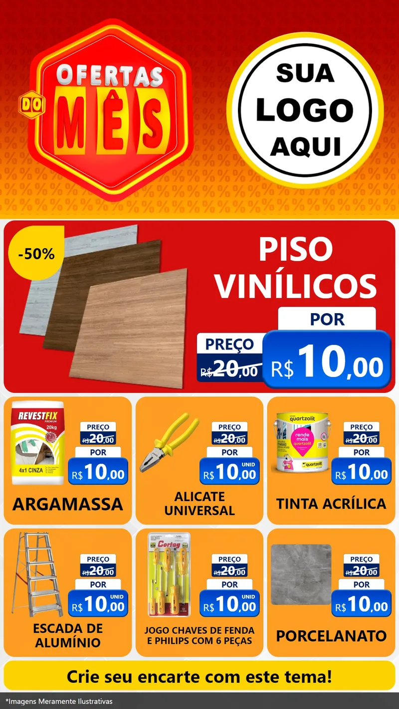 Modelo de Rede Social para Stories com o tema Ofertas do Mês para Material para Construção