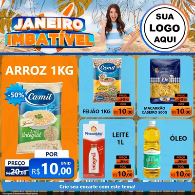 Modelo de Rede Social para Feed Facebook com o tema Janeiro Imbatível para Supermercado