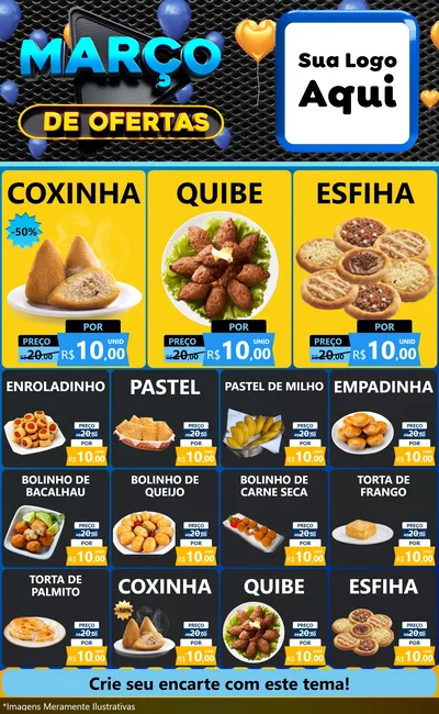 Modelo de Encarte para Encarte Grande com o tema Março de Ofertas para Salgadaria
