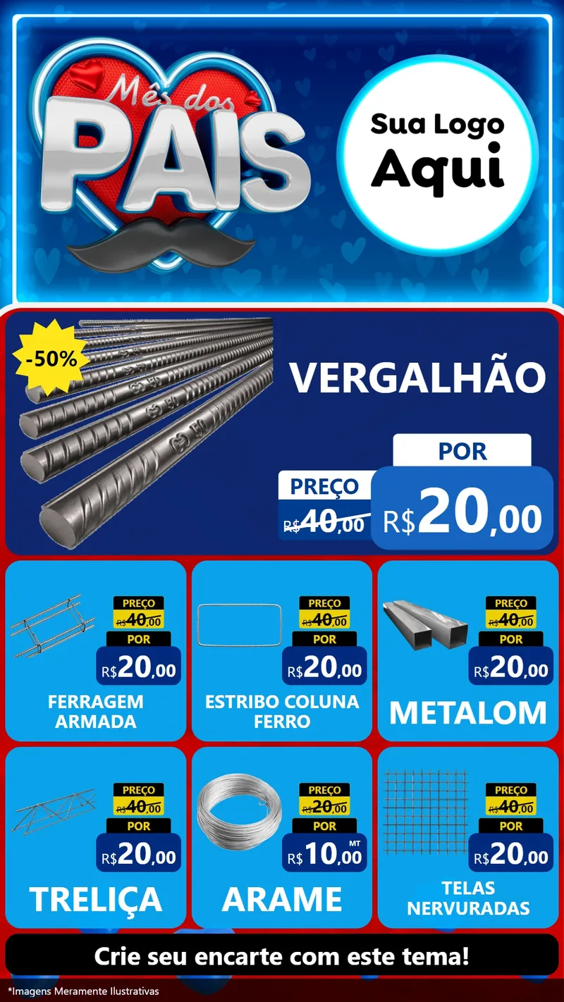 Modelo de Rede Social para Stories com o tema Mês Dos Pais para Ferragens