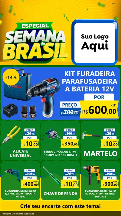 Modelo de Rede Social para Stories com o tema Especial Semana do Brasil para Maquinas e Ferramentas