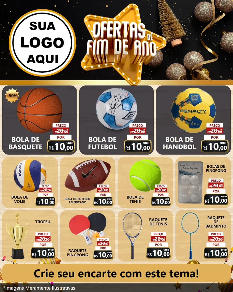 Modelo de Rede Social para Feed Instagram com o tema Ofertas de Fim de Ano para Artigos Esportivos