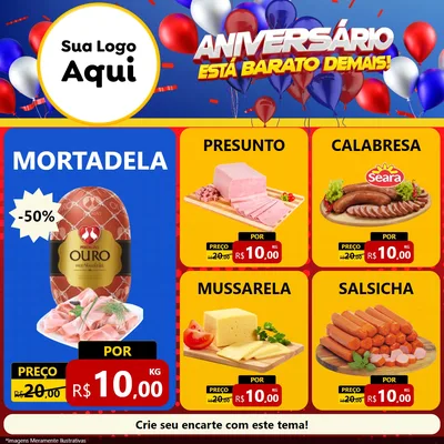 Modelo de Rede Social para Feed Facebook com o tema Aniversário para Frios e Laticínios