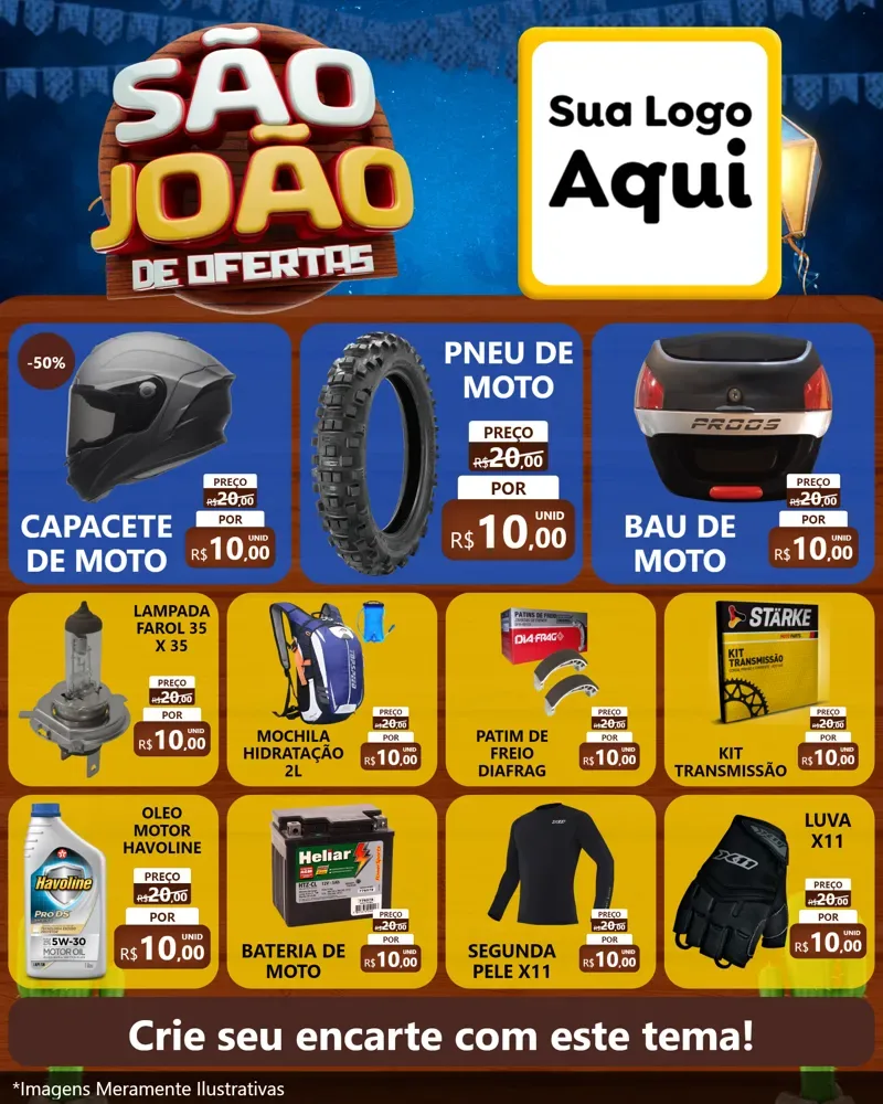 Modelo de Rede Social para Feed Instagram com o tema São João Ofertas Imbatíveis! - Junina para Moto peças