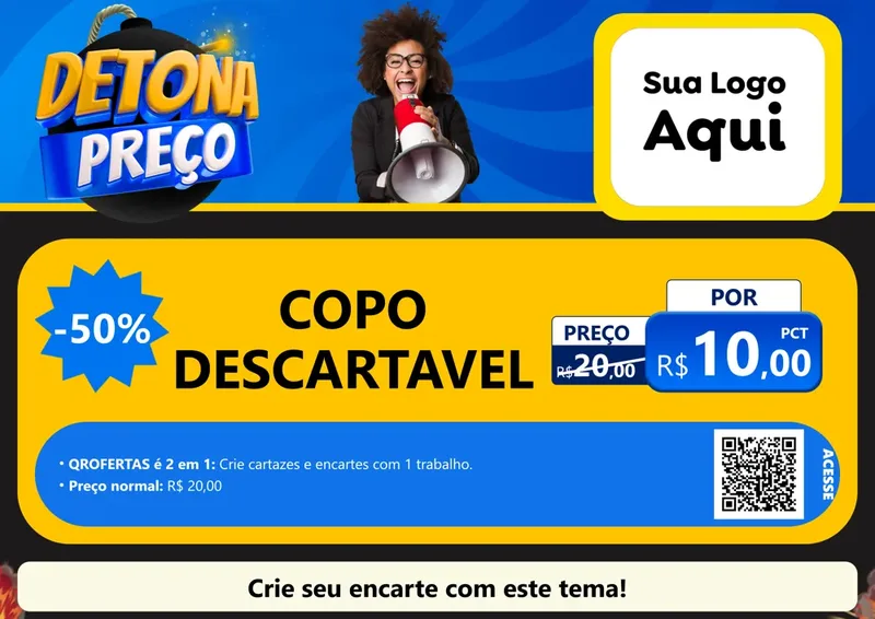 Modelo de Cartaz para Cartaz A4 Horizontal com o tema Detona Preços para Embalagens