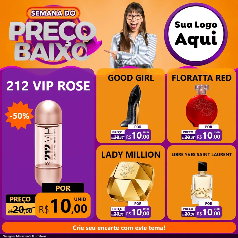 Modelo de Rede Social para Feed Facebook com o tema Semana do Preço Baixo para Perfumes