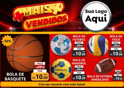 Modelo de Encarte para Encarte A4 Horizontal com o tema Mais Vendidos para Artigos Esportivos
