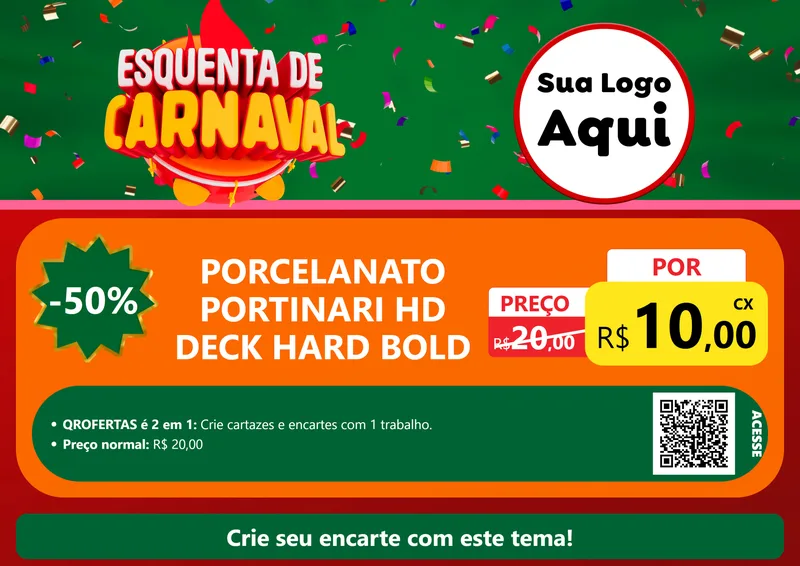 Modelo de Cartaz para Cartaz A4 Horizontal com o tema Esquenta de Carnaval para Pisos e revestimentos