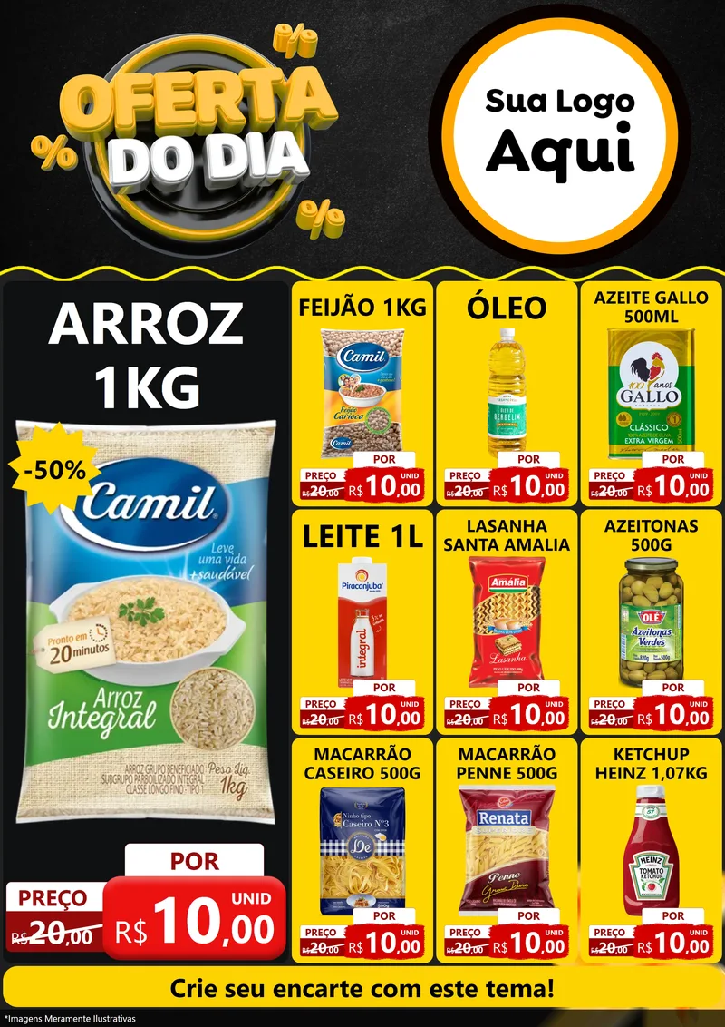 Modelo de Encarte para Encarte A4 Vertical com o tema Oferta Do Dia para Supermercado