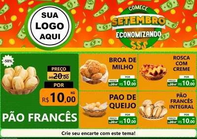 Modelo de Encarte para Encarte A4 Horizontal com o tema Comece Setembro Economizando para Padaria