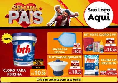 Modelo de Encarte para Encarte A4 Horizontal com o tema Semana Dos Pais para Produtos para Piscina