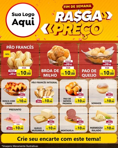 Modelo de Rede Social para Feed Instagram com o tema Fim de Semana Rasga Preços para Padaria